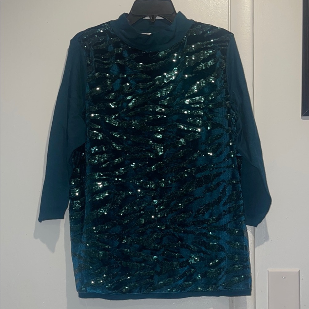 Teal Sequin Top
